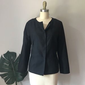 Talbots • Collarless Peplum Linen Blazer